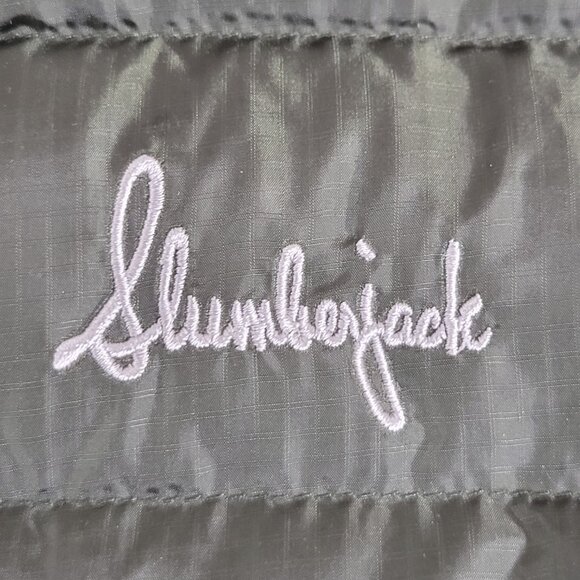 Slumberjack Down Quilted Puffer Coat Mens Medium Green Full Zip Pockets - Picture 4 of 7